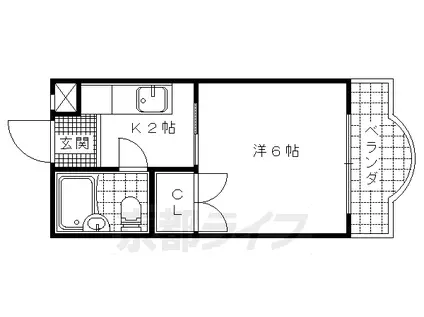 京都市東西線 東野駅(京都) 徒歩6分 2階建 築50年(1K/2階)の間取り写真