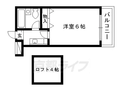 阪急電鉄京都線 長岡天神駅 徒歩10分 2階建 築34年(1K/2階)の間取り写真