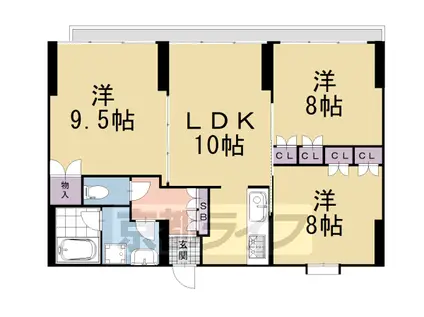 京都市烏丸線 烏丸御池駅 徒歩5分 8階建 築24年(3LDK/8階)の間取り写真