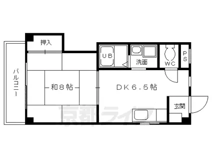 シャンドール太秦(1DK/3階)の間取り写真