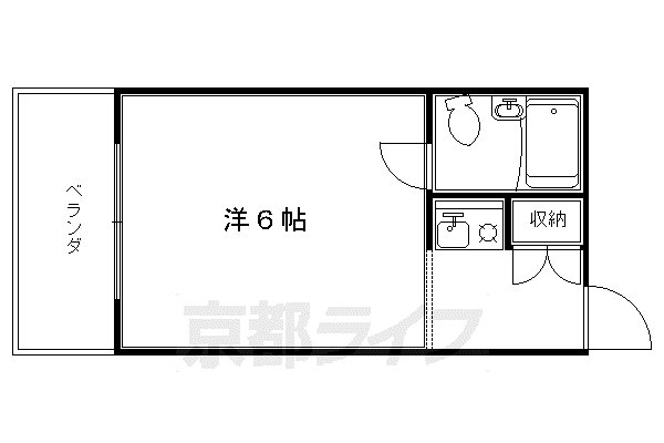 山陰本線 二条駅 徒歩8分 4階建 築31年(1K/2階)の間取り写真