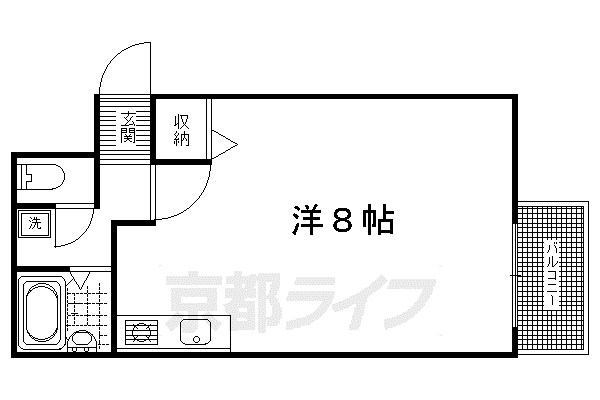 京都市烏丸線 四条駅(京都市営) 徒歩5分 6階建 築29年(ワンルーム/1階)の間取り写真