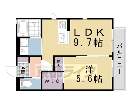 京都市烏丸線 北大路駅 徒歩18分 2階建 築2年(1LDK/1階)の間取り写真