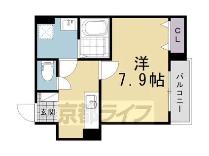 京都市烏丸線 北大路駅 徒歩23分 3階建 新築(1K/1階)の間取り写真