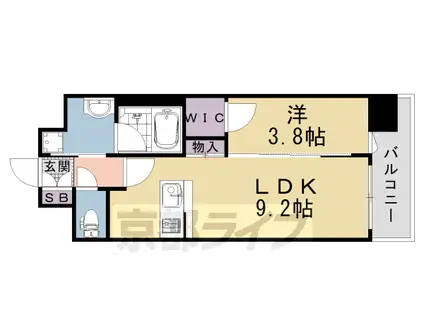 東海道本線 西大路駅 徒歩14分 10階建 築1年(1LDK/2階)の間取り写真