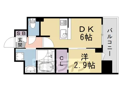 東海道本線 西大路駅 徒歩14分 10階建 築1年(1DK/8階)の間取り写真