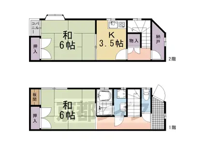 東海道本線 島本駅 徒歩4分 2階建 築30年(2K)の間取り写真