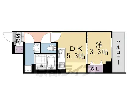 京都市東西線 太秦天神川駅 徒歩17分 7階建 新築(1DK/2階)の間取り写真
