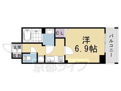 京都市東西線 太秦天神川駅 徒歩17分 7階建 新築(1K/2階)の間取り写真
