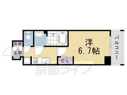 京都市東西線 太秦天神川駅 徒歩17分 7階建 新築(1K/2階)の間取り写真