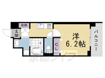 京都市東西線 太秦天神川駅 徒歩17分 7階建 新築(1K/2階)の間取り写真