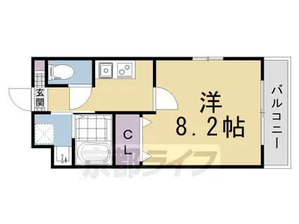 クオリエ丹波口(1K/4階)の間取り写真