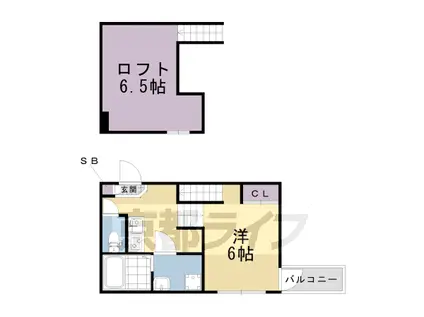 近鉄京都線 伏見駅(京都) 徒歩8分 2階建 築8年(1K/1階)の間取り写真