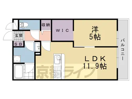 京都市東西線 醍醐駅(京都) 徒歩3分 1階建 新築(1LDK/3階)の間取り写真