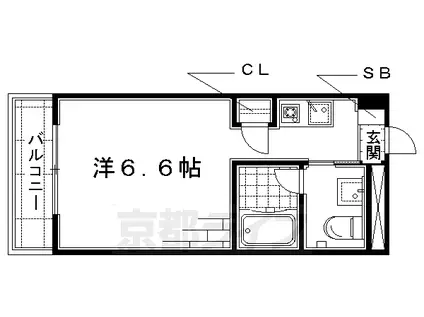 京阪電気鉄道京阪線 丹波橋駅 徒歩6分 4階建 築40年(1K/2階)の間取り写真