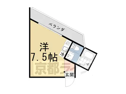 京阪電気鉄道京阪線 丹波橋駅 徒歩6分 4階建 築40年(ワンルーム/3階)の間取り写真