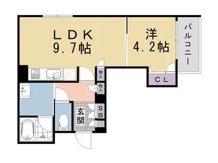 京阪電気鉄道京阪線 清水五条駅 徒歩4分 4階建 新築(1LDK/2階)の間取り写真