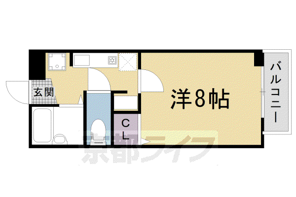 山陰本線 太秦駅(ＪＲ) 徒歩1分 7階建 築30年(1K/5階)の間取り写真
