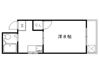 京都市東西線 二条城前駅 徒歩5分 3階建 築39年(1K/3階)の間取り写真