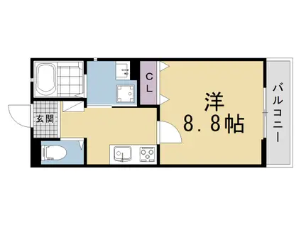 京都市烏丸線 北大路駅 徒歩30分 2階建 築1年(1K/1階)の間取り写真