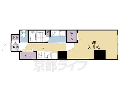 京阪電気鉄道京阪線 七条駅 徒歩4分 5階建 築1年(1K/1階)の間取り写真