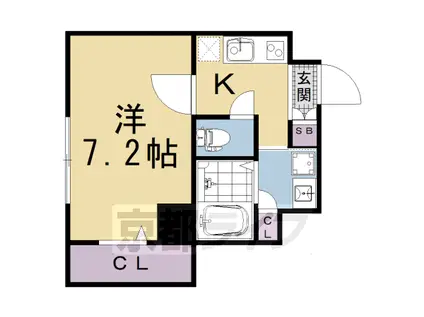 京阪電気鉄道京阪線 七条駅 徒歩4分 5階建 築1年(1K/1階)の間取り写真