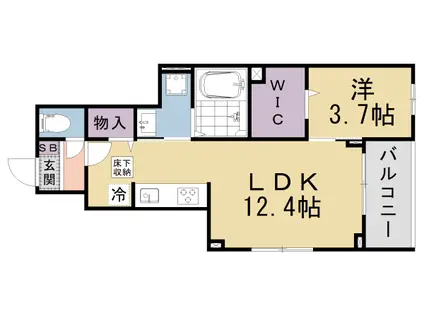 京都市東西線 山科駅 徒歩4分 3階建 新築(1LDK/1階)の間取り写真