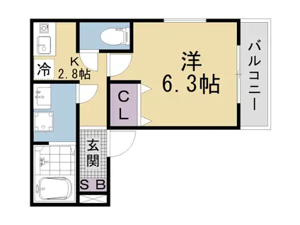 ルミエール梛(1K/1階)の間取り写真