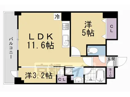 阪急電鉄京都線 大宮駅(京都) 徒歩5分 7階建 新築(2LDK/6階)の間取り写真