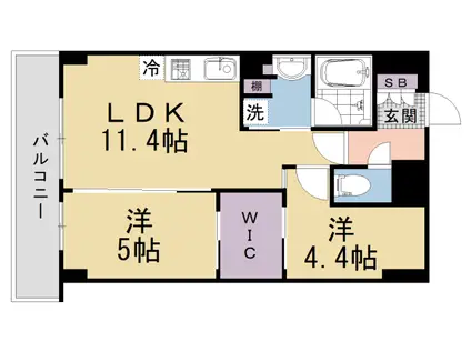 阪急電鉄京都線 大宮駅(京都) 徒歩5分 7階建 新築(2LDK/6階)の間取り写真