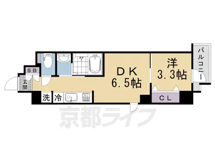 阪急電鉄京都線 大宮駅(京都) 徒歩5分 7階建 新築(1DK/2階)の間取り写真