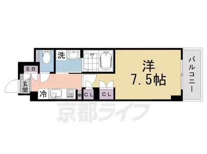 阪急電鉄京都線 大宮駅(京都) 徒歩5分 7階建 新築(1K/2階)の間取り写真