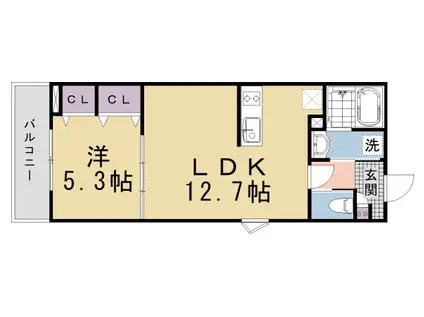 ココングランジュール伏見黒茶屋町(1LDK/2階)の間取り写真