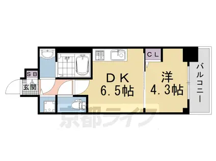 京都市東西線 太秦天神川駅 徒歩9分 5階建 新築(1DK/5階)の間取り写真