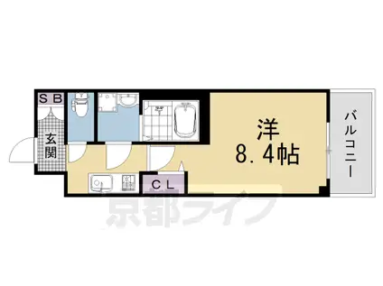 京都市東西線 太秦天神川駅 徒歩9分 5階建 新築(1K/4階)の間取り写真