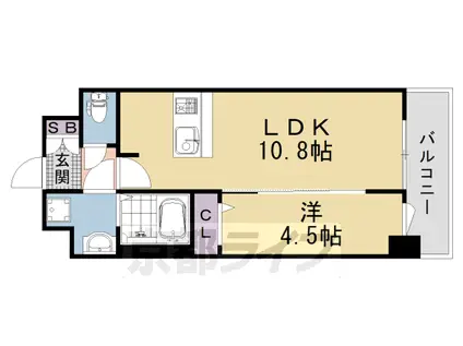 京都市東西線 太秦天神川駅 徒歩9分 5階建 新築(1LDK/5階)の間取り写真