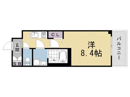 京都市東西線 太秦天神川駅 徒歩9分 5階建 新築(1K/4階)の間取り写真