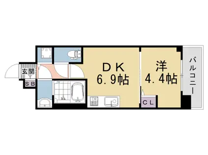 京都市東西線 太秦天神川駅 徒歩9分 5階建 新築(1DK/5階)の間取り写真