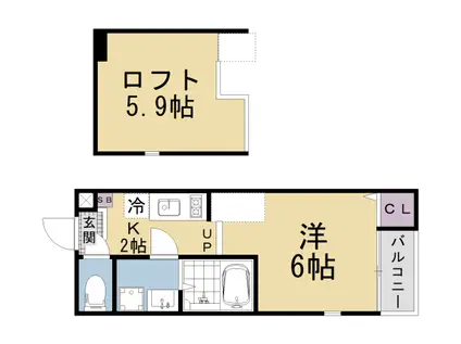 京阪電気鉄道京津線 四宮駅 徒歩6分 2階建 築1年(1K/2階)の間取り写真