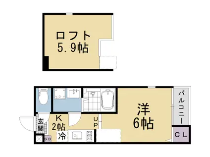京阪電気鉄道京津線 四宮駅 徒歩6分 2階建 築1年(1K/1階)の間取り写真