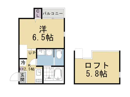 京阪電気鉄道京津線 四宮駅 徒歩6分 2階建 築1年(1K/2階)の間取り写真
