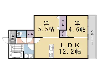 京都市烏丸線 九条駅(京都) 徒歩1分 3階建 新築(2LDK/3階)の間取り写真