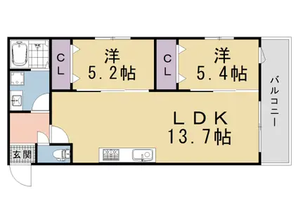 京都市烏丸線 九条駅(京都) 徒歩1分 3階建 新築(2LDK/3階)の間取り写真