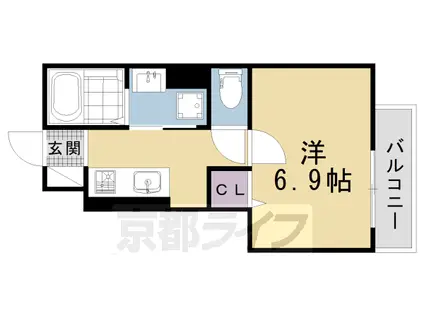 京都市烏丸線 北大路駅 徒歩38分 2階建 築3年(1K/1階)の間取り写真