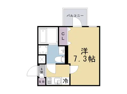 京都市東西線 二条駅 徒歩12分 5階建 新築(1K/4階)の間取り写真
