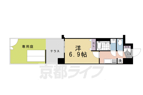 アクアプレイス京都千本丸太町(1K/1階)の間取り写真