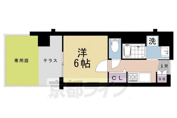 アクアプレイス京都千本丸太町(1K/1階)の間取り写真