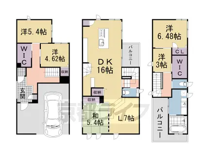 京都市烏丸線 北大路駅 徒歩10分 3階建 築11年(5SLDK)の間取り写真