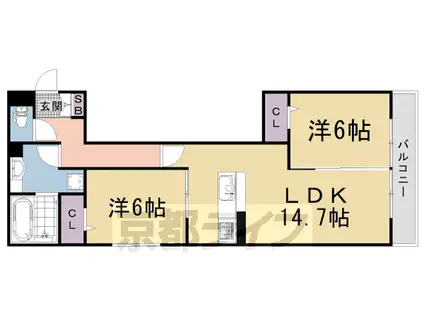 京福嵐山本線 車折神社駅 徒歩12分 2階建 新築(2LDK/1階)の間取り写真