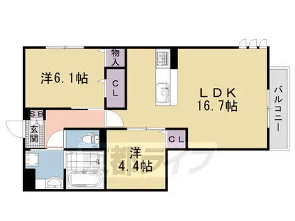 京福嵐山本線 車折神社駅 徒歩12分 2階建 新築(2LDK/1階)の間取り写真